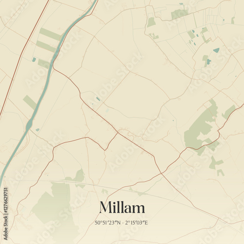 Vintage map of Millam, France.