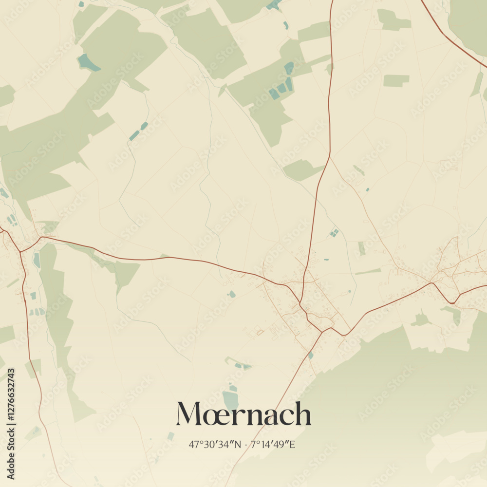 Obraz premium Vintage map of Mœrnach, France.