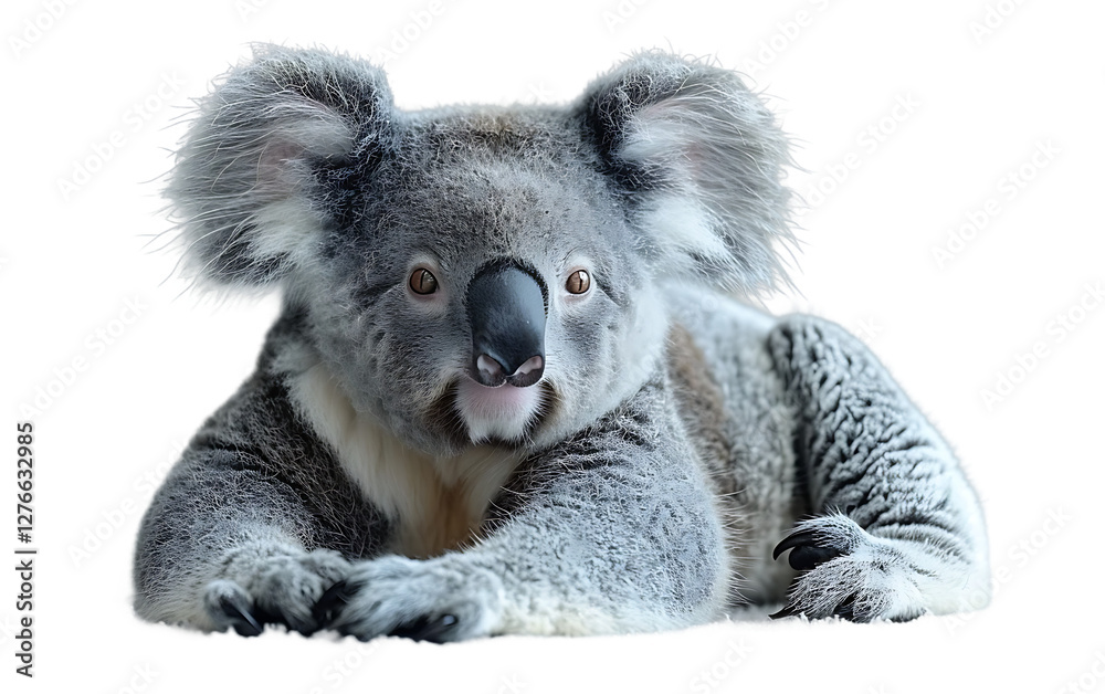 Naklejka premium Adorable Koala Bear Resting Perfect for Wildlife Conservation Campaigns and Australian Tourism