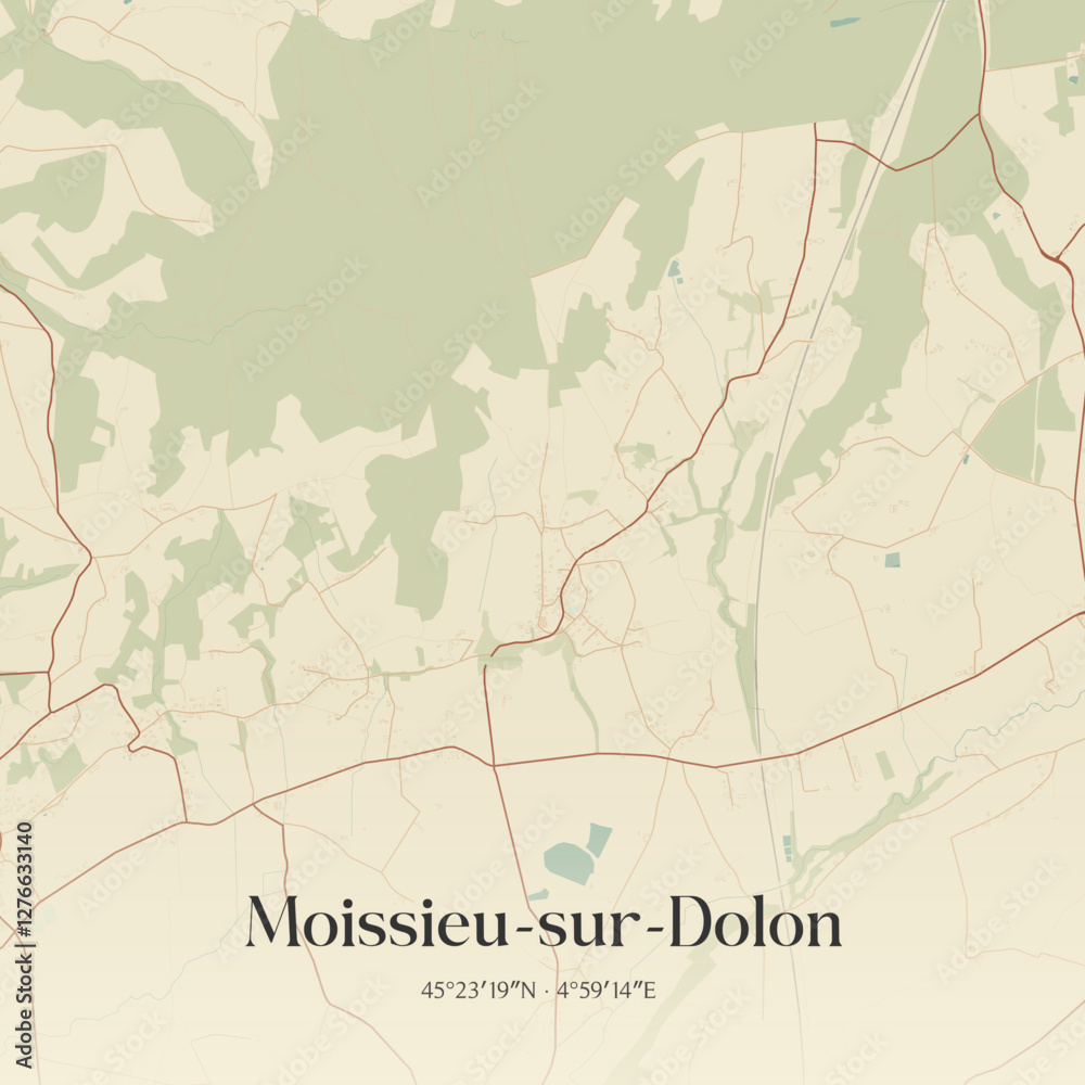 Obraz premium Vintage map of Moissieu-sur-Dolon, France.