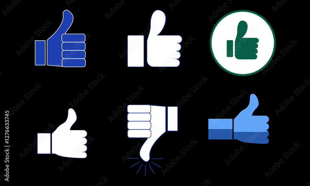 Collection of Like and Dislike Symbols - Thumbs Up and Down Set Collection of Like and Dislike Symbols - Thumbs Up and Down Set