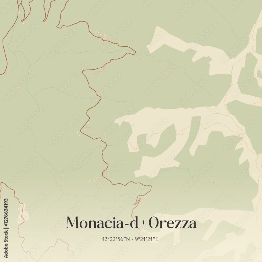 Obraz premium Vintage map of Monacia-d'Orezza, France.