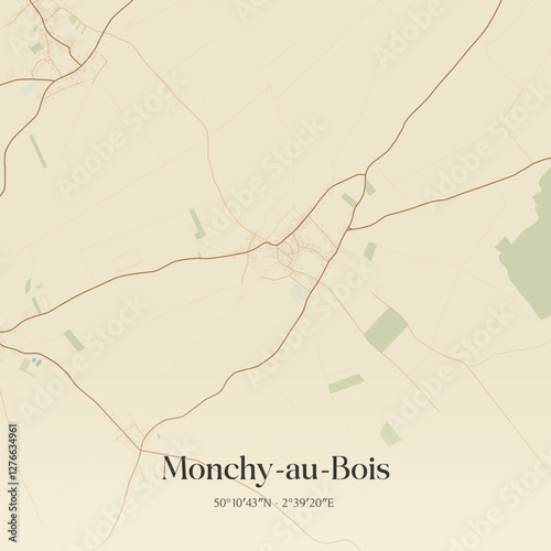 Vintage map of Monchy-au-Bois, France.