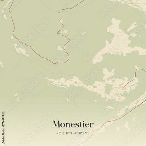 Vintage map of Monestier, France.