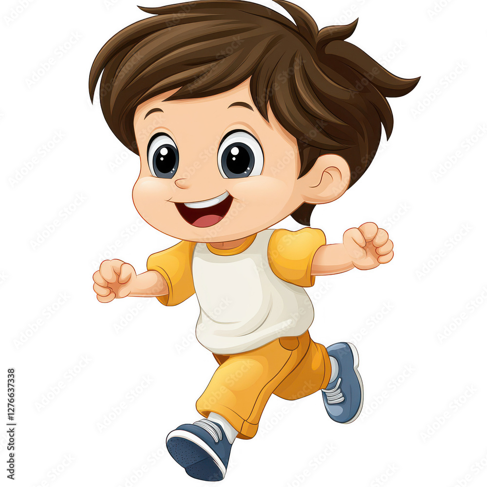 A cartoon boy is running with a smile on his face isolated isolated on transparent background.PNG A cartoon boy is running with a smile on his face isolated isolated on transparent background.PNG