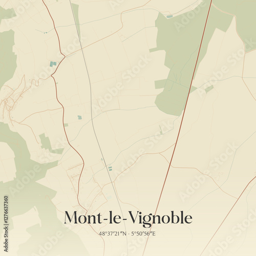 Vintage map of Mont-le-Vignoble, France.
