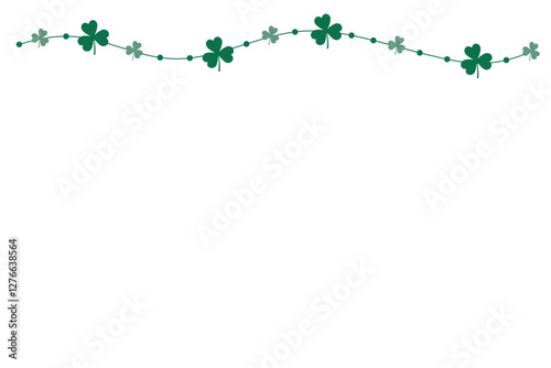 Lucky leaf clover vector border for Irish Patrick's day background. Green shamrock leaves on transparent background