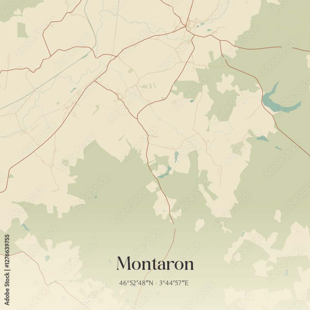 Obraz premium Vintage map of Montaron, France.