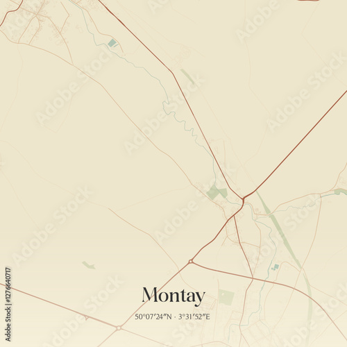 Vintage map of Montay, France.