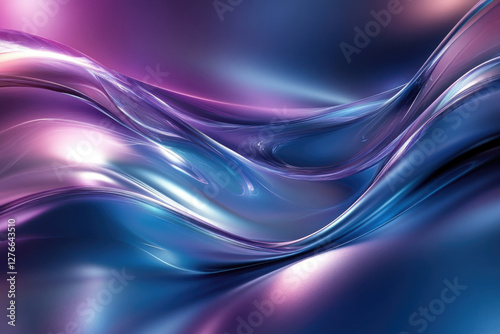 Abstract flowing waves of vibrant purple and blue, creating a dynamic and mesmerizing visual experience.