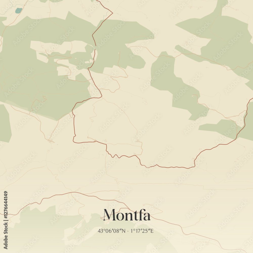 Fototapeta premium Vintage map of Montfa, France.