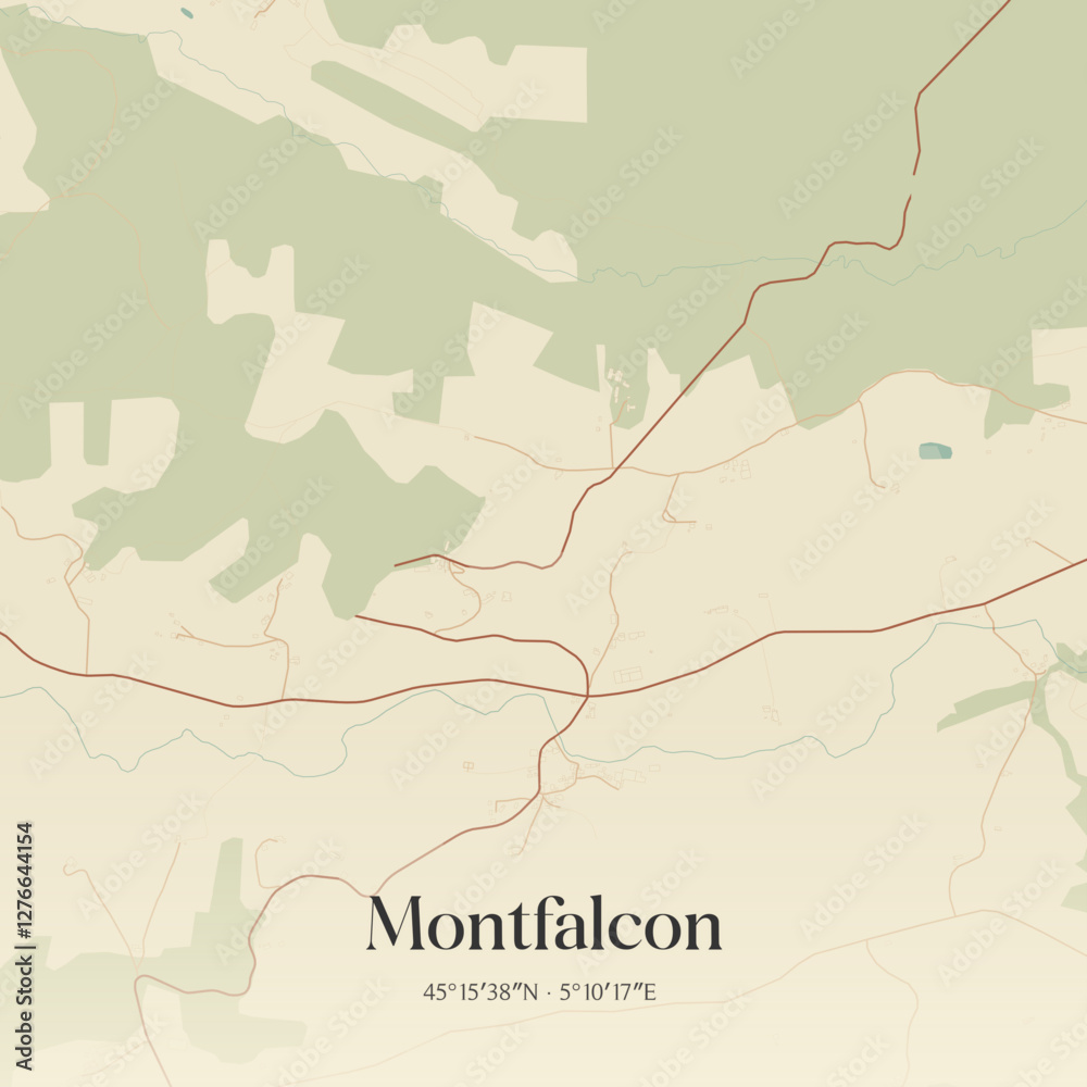 Obraz premium Vintage map of Montfalcon, France.