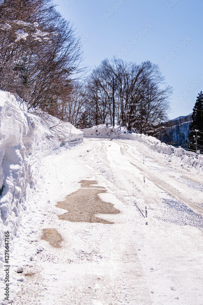 Fototapeta premium 雪の日の坂道