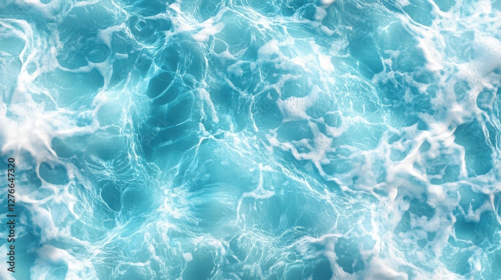 Turquoise ocean waves with white foam patterns Turquoise ocean waves with white foam patterns