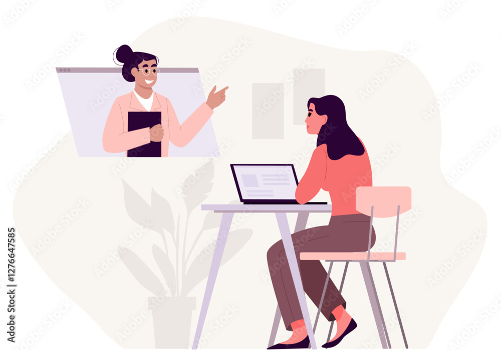 Telemedicine concept. Doctor consulting patient using online through video call app. Сoncept of healthcare and medical advice. Vector illustration. Telemedicine concept. Doctor consulting patient using online through video call app. Сoncept of healthcare and medical advice. Vector illustration.
