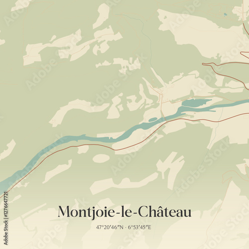 Vintage map of Montjoie-le-Château, France.