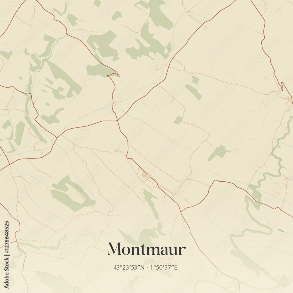 Obraz premium Vintage map of Montmaur, France.
