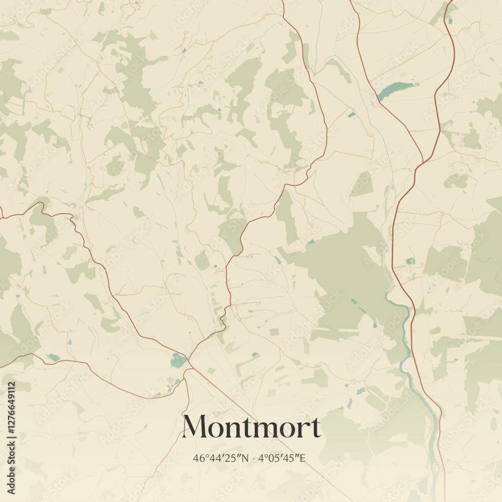 Obraz premium Vintage map of Montmort, France.