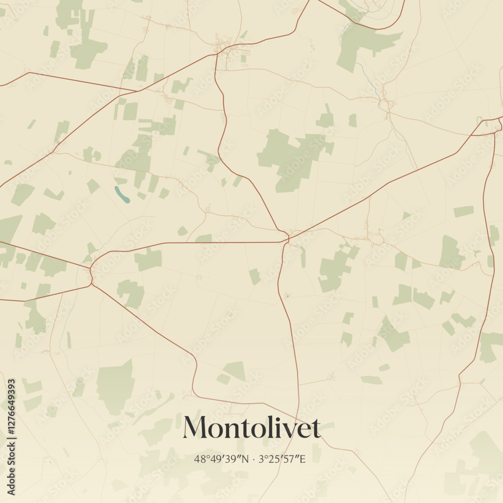Obraz premium Vintage map of Montolivet, France.