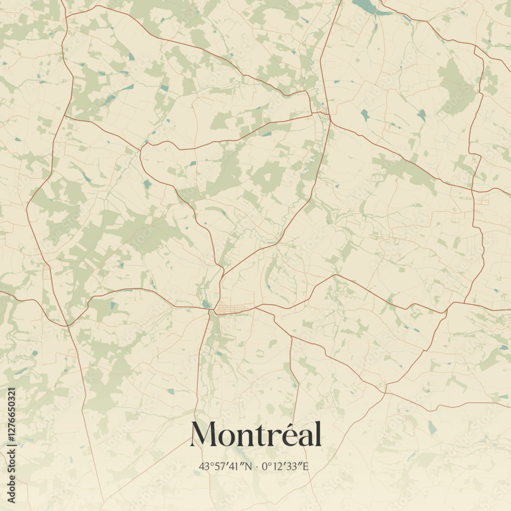 Fototapeta premium Vintage map of Montréal, France.