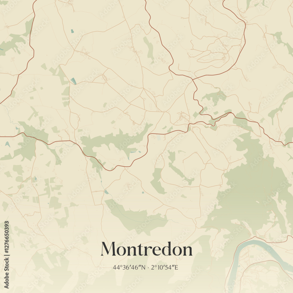 Obraz premium Vintage map of Montredon, France.