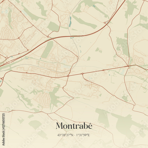 Vintage map of Montrabé, France.