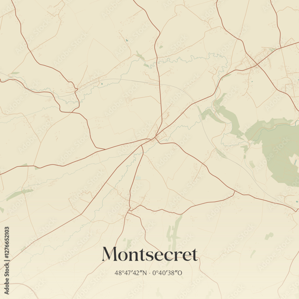 Obraz premium Vintage map of Montsecret, France.