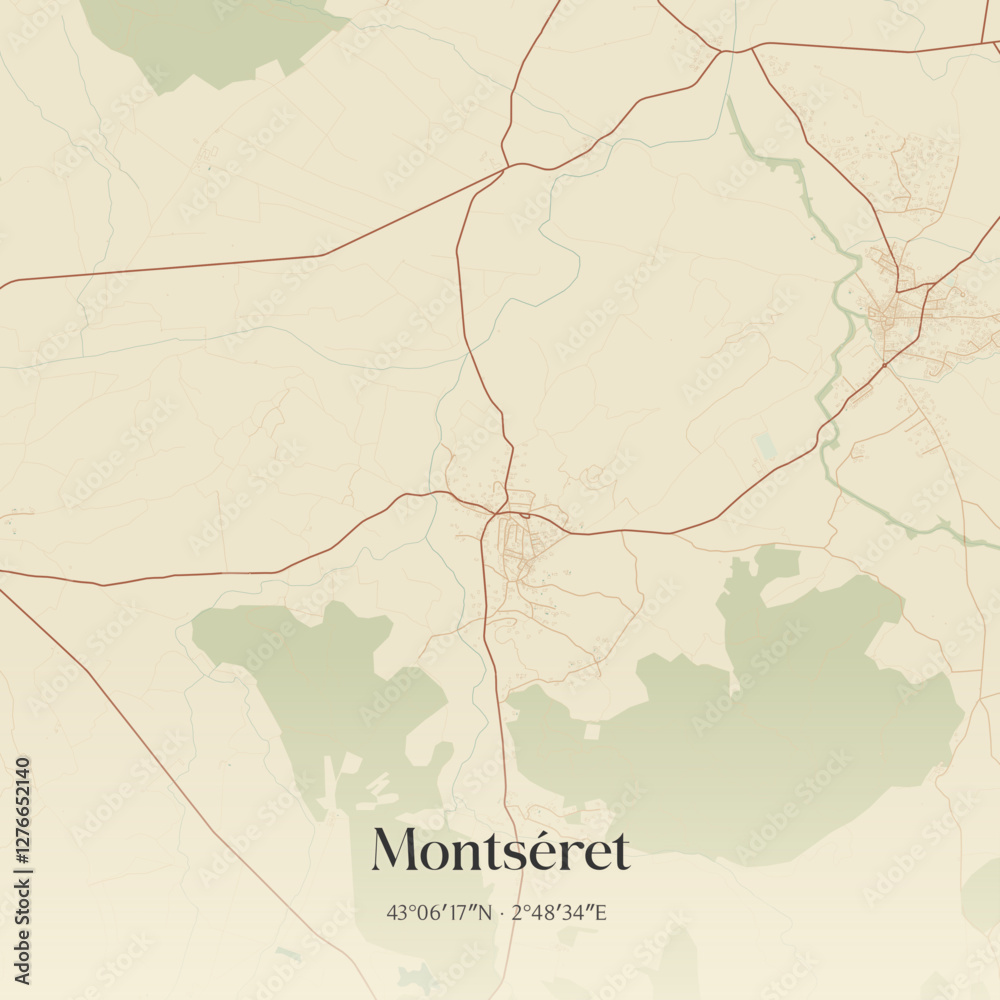 Obraz premium Vintage map of Montséret, France.