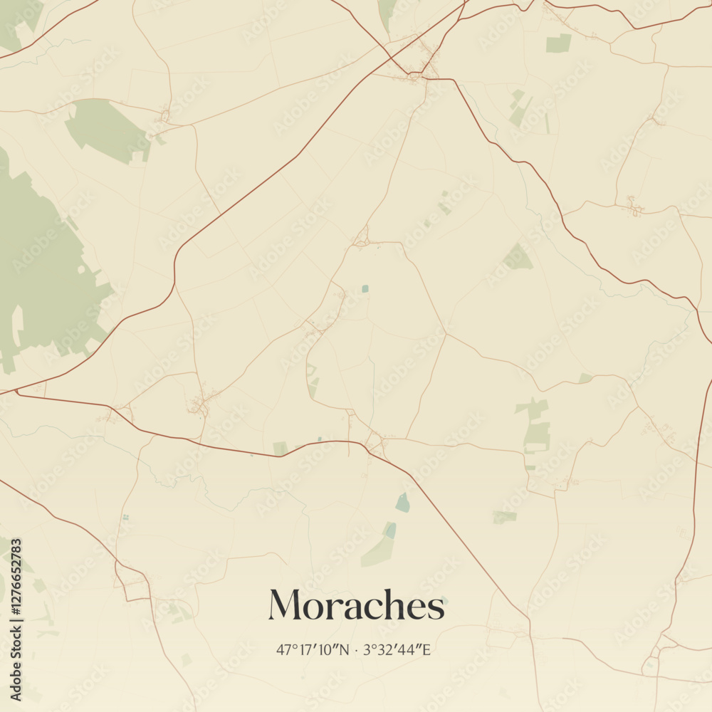 Fototapeta premium Vintage map of Moraches, France.