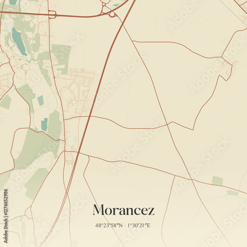 Vintage map of Morancez, France.
