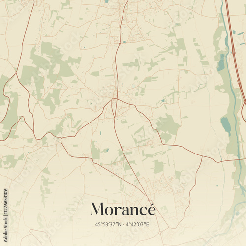Vintage map of Morancé, France.