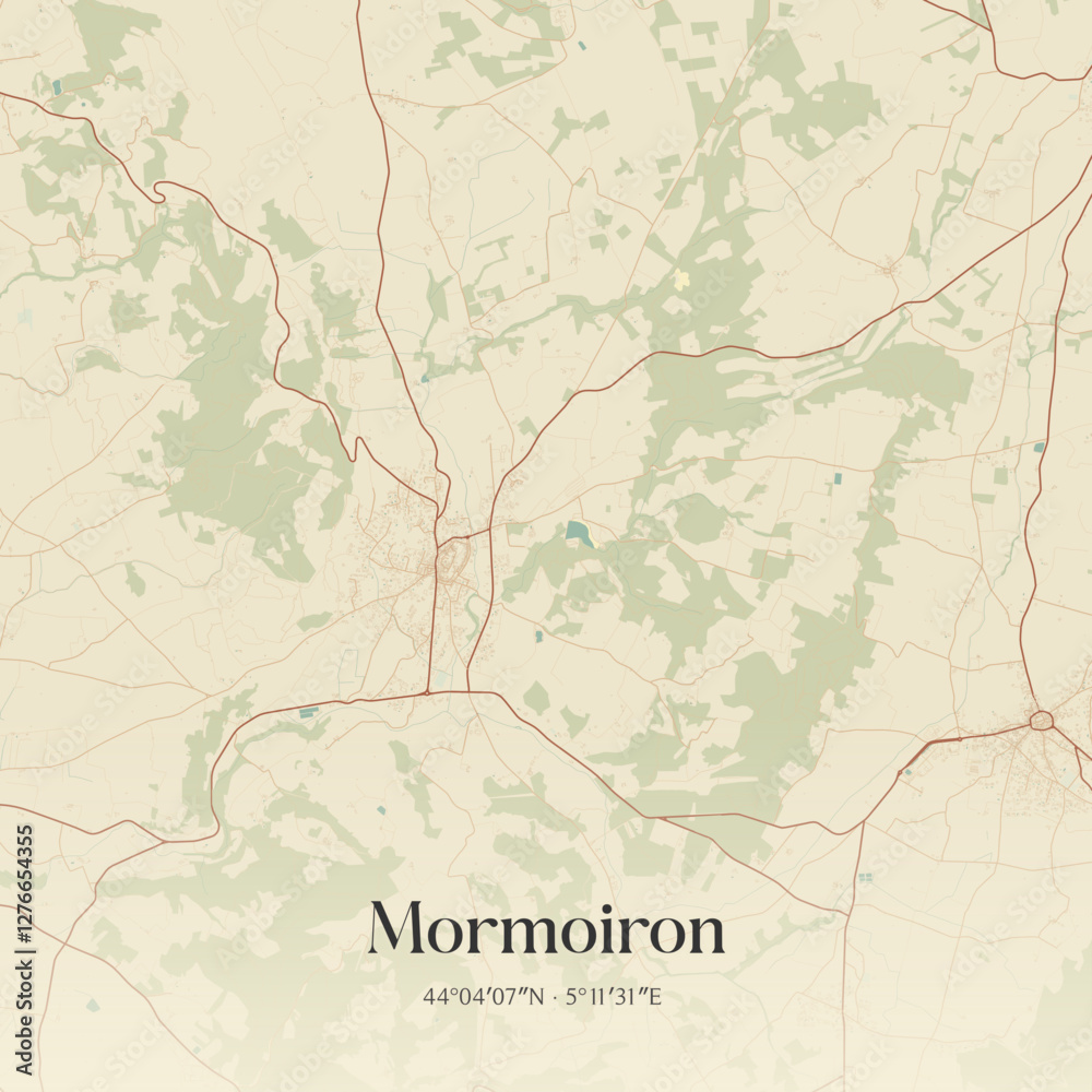 Obraz premium Vintage map of Mormoiron, France.