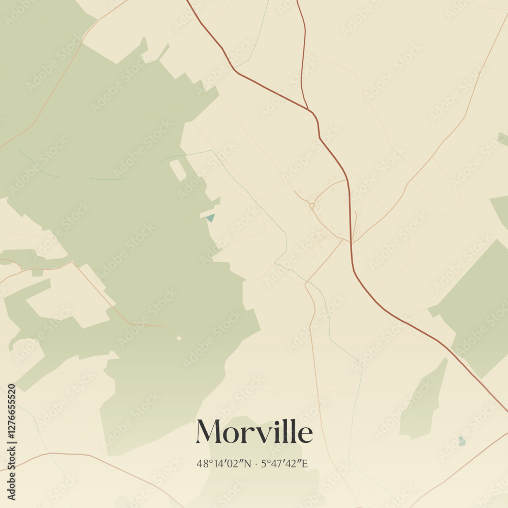Fototapeta premium Vintage map of Morville, France.
