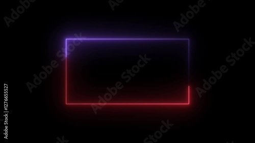 rectangle picture frame animation icon glowing neon pink cyan aqua color round ring photo frame rotation circle shape animated on black background