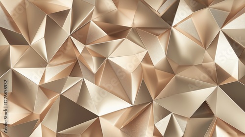 Geometric Low Poly Pattern With a Modern Metallic Finish Featuring Intricate Facets and Reflections