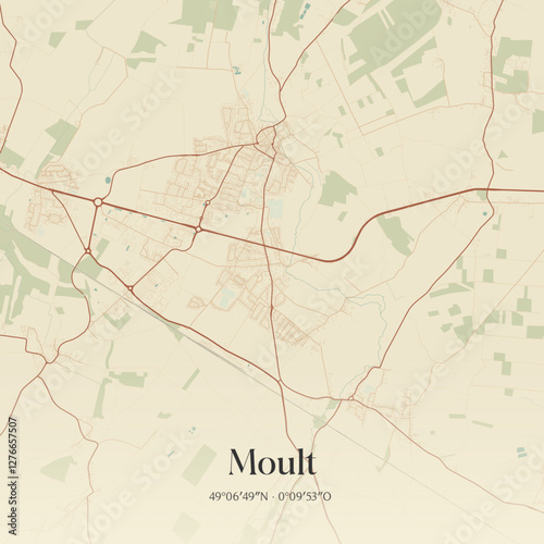 Vintage map of Moult, France.