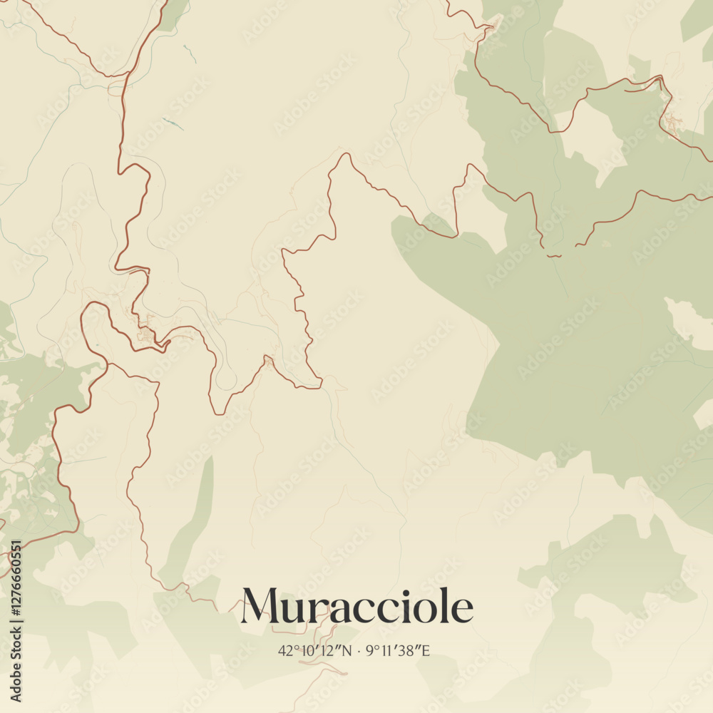 Naklejka premium Vintage map of Muracciole, France.