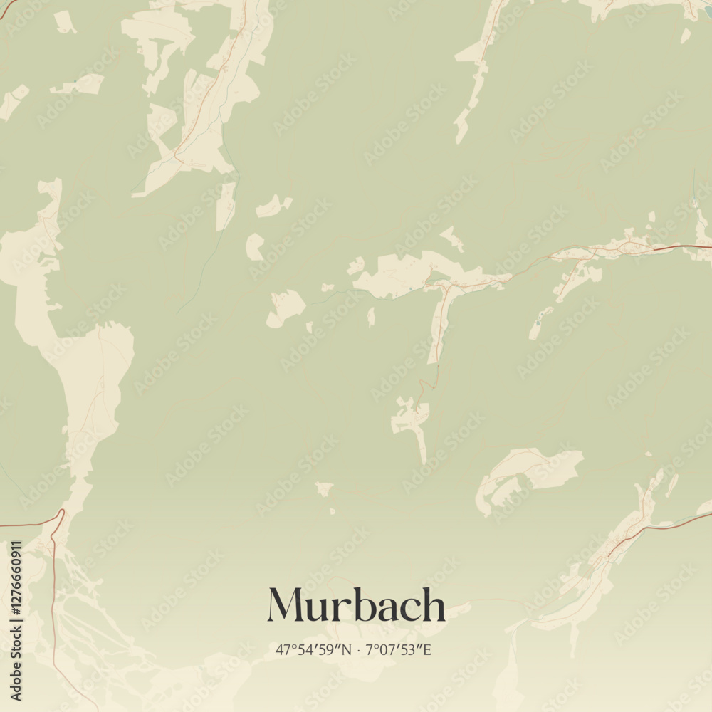 Obraz premium Vintage map of Murbach, France.