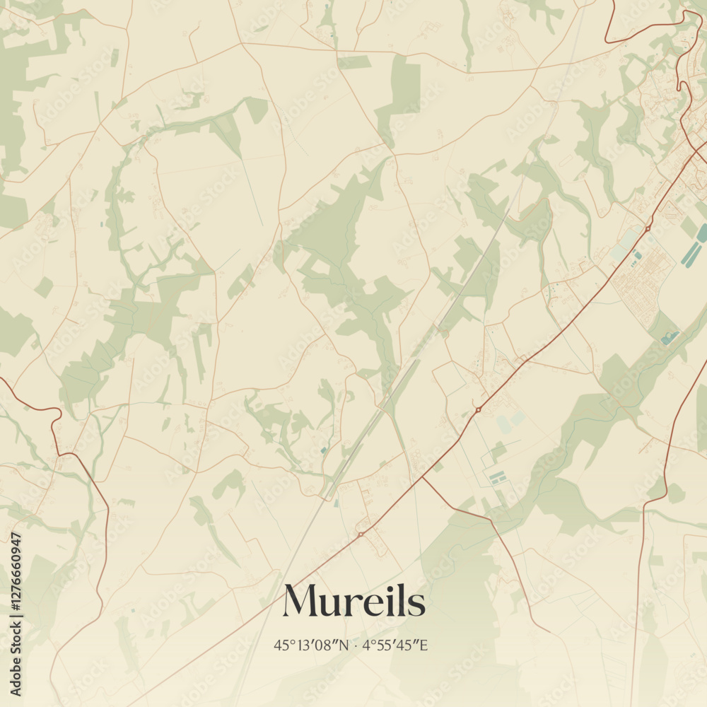 Obraz premium Vintage map of Mureils, France.