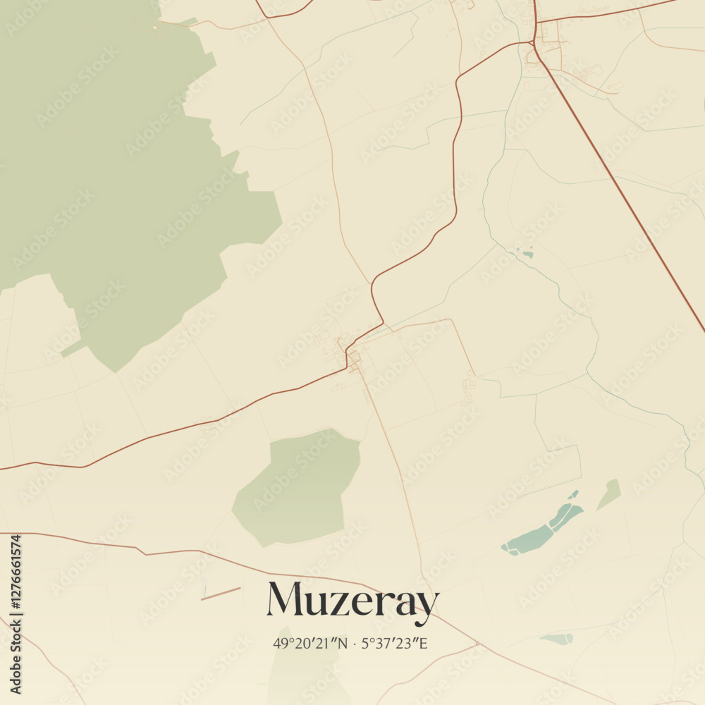Fototapeta premium Vintage map of Muzeray, France.