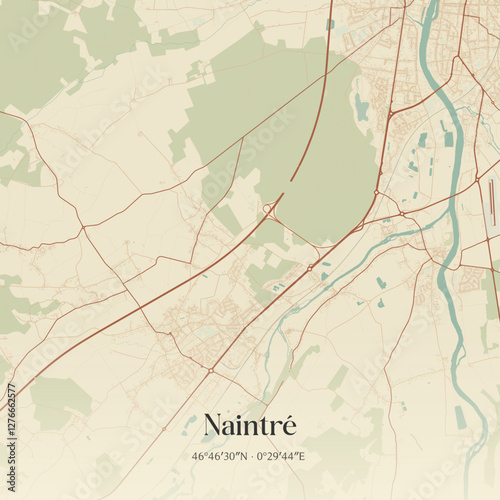 Obraz na plátně Vintage map of Naintré, France.