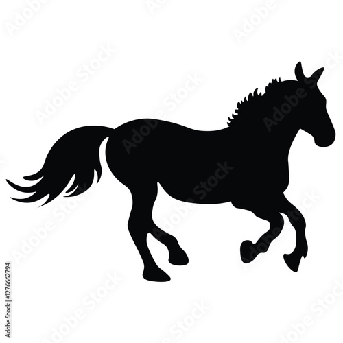 silhouette of a horse racing animal vector illustration, running horse