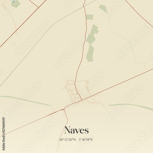 Vintage map of Naves, France.