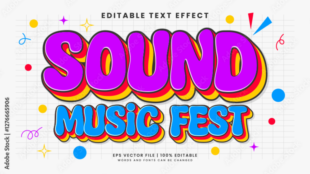 Sound music fest 90s retro editable text effect