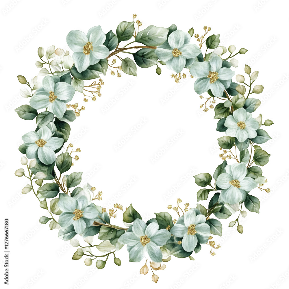 Naklejka premium green leaves frame Floral Wreath