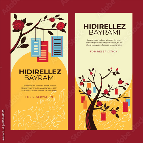 Hidirellez Vertical Banner Template is a sign of the Coming of the New Spring and Brings Good Luck to those who Celebrate it in Turkey