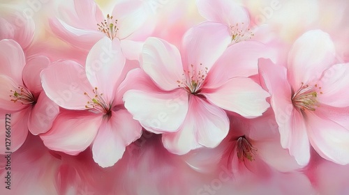 Delicate Pink Blossoms Art Painting Floral Image