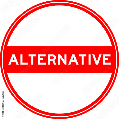Red color round seal sticker in word alternative on white background