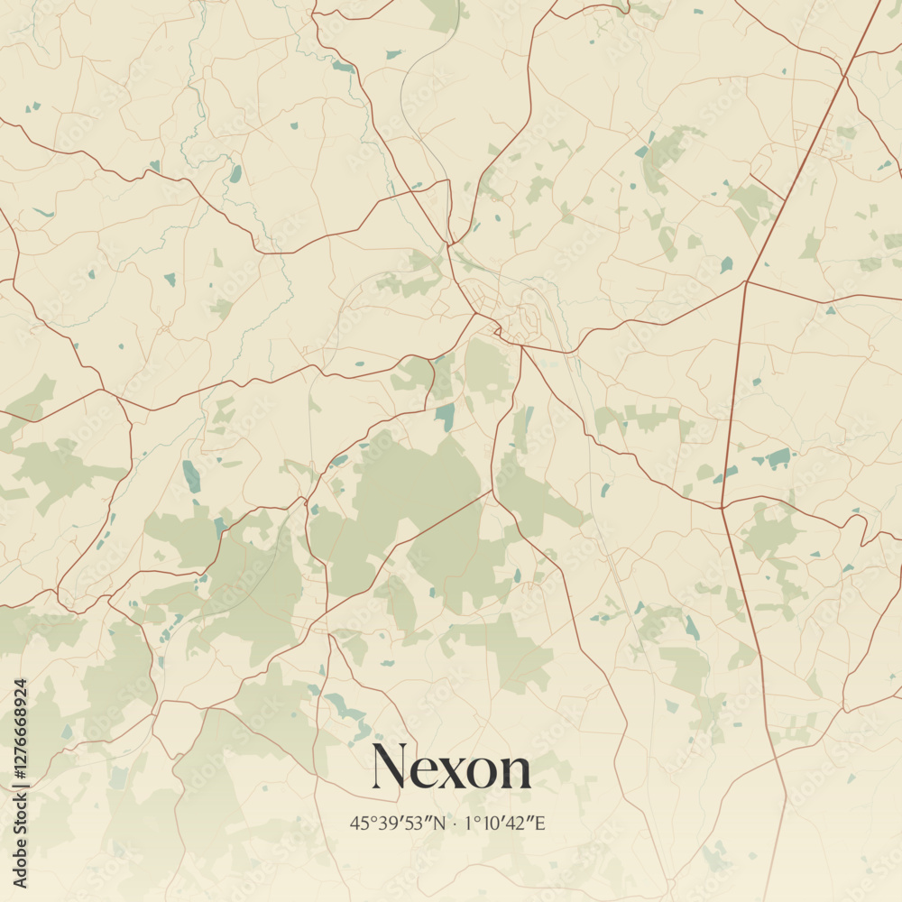 Obraz premium Vintage map of Nexon, France.