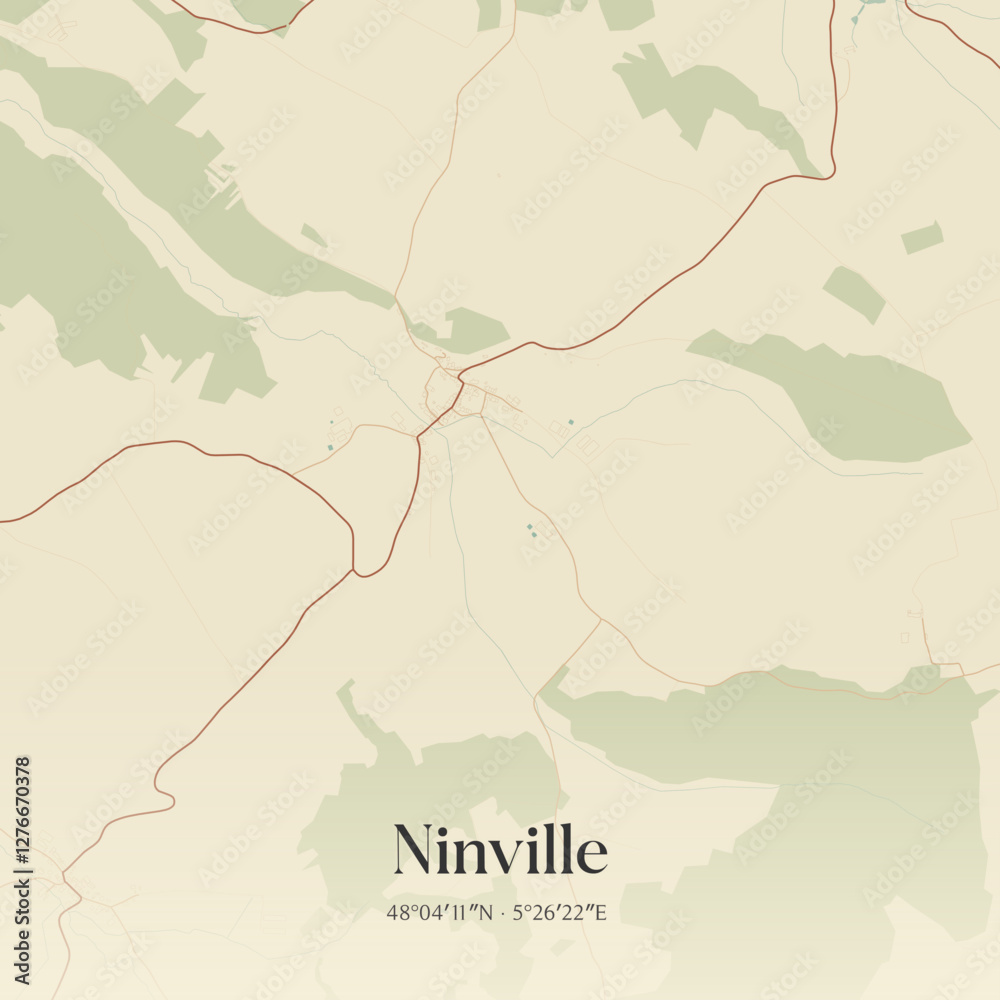 Fototapeta premium Vintage map of Ninville, France.